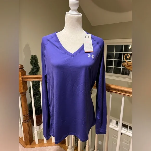 Under Armour Women's V-Neck Long Sleeve Top - Blue - Picture 1 of 5
